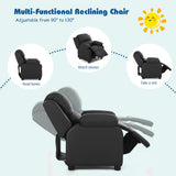 NNECW Upholstered Kid Lounge Sofa with Easy Clean PU Cover for Playroom Living Room Bedroom Black