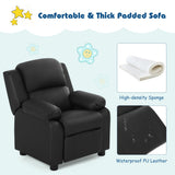 NNECW Upholstered Kid Lounge Sofa with Easy Clean PU Cover for Playroom Living Room Bedroom Black