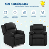 NNECW Upholstered Kid Lounge Sofa with Easy Clean PU Cover for Playroom Living Room Bedroom Black