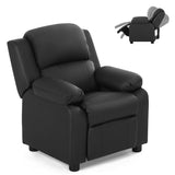 NNECW Upholstered Kid Lounge Sofa with Easy Clean PU Cover for Playroom Living Room Bedroom Black