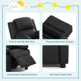 NNECW Upholstered Kid Lounge Sofa with Easy Clean PU Cover for Playroom Living Room Bedroom Black