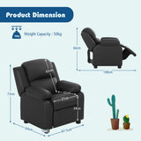 NNECW Upholstered Kid Lounge Sofa with Easy Clean PU Cover for Playroom Living Room Bedroom Black