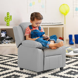 NNECW Upholstered Kid Lounge Sofa with Easy Clean PU Cover for Playroom Living Room Bedroom Gray