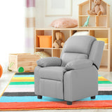 NNECW Upholstered Kid Lounge Sofa with Easy Clean PU Cover for Playroom Living Room Bedroom Gray