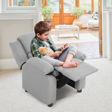NNECW Upholstered Kid Lounge Sofa with Easy Clean PU Cover for Playroom Living Room Bedroom Gray
