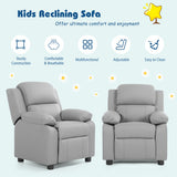 NNECW Upholstered Kid Lounge Sofa with Easy Clean PU Cover for Playroom Living Room Bedroom Gray