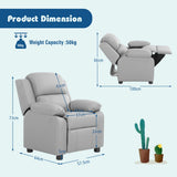 NNECW Upholstered Kid Lounge Sofa with Easy Clean PU Cover for Playroom Living Room Bedroom Gray