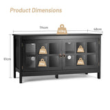 NNECW Modern Wooden TV Stand with Tempered Glass Doors for TVs up to 50-Black