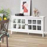 NNECW Modern Wooden TV Stand with Tempered Glass Doors for TVs up to 50-White