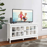 NNECW Modern Wooden TV Stand with Tempered Glass Doors for TVs up to 50-White