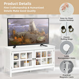 NNECW Modern Wooden TV Stand with Tempered Glass Doors for TVs up to 50-White