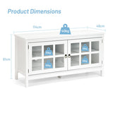 NNECW Modern Wooden TV Stand with Tempered Glass Doors for TVs up to 50-White