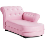 NNECW Pink Kids Sofa with PVC Leather and Embedded Crystals