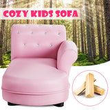 NNECW Pink Kids Sofa with PVC Leather and Embedded Crystals