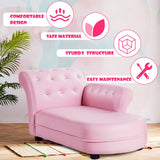 NNECW Pink Kids Sofa with PVC Leather and Embedded Crystals