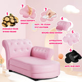NNECW Pink Kids Sofa with PVC Leather and Embedded Crystals