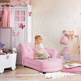 NNECW Pink Kids Sofa with PVC Leather and Embedded Crystals