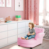 NNECW Pink Kids Sofa with PVC Leather and Embedded Crystals