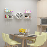 NNECW Set of 5 Wall Mount Wine Rack Set with Storage Shelves and Glass Holder