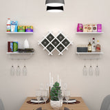 NNECW Set of 5 Wall Mount Wine Rack Set with Storage Shelves and Glass Holder