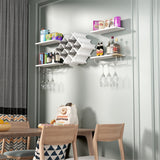 NNECW Set of 5 Wall Mount Wine Rack Set with Storage Shelves and Glass Holder