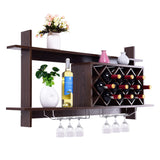 NNECW Wall-mounted Wine Rack with Glasses Holder for Kitchen/Living Room/Bar