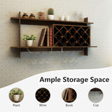 NNECW Wall-mounted Wine Rack with Glasses Holder for Kitchen/Living Room/Bar