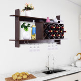 NNECW Wall-mounted Wine Rack with Glasses Holder for Kitchen/Living Room/Bar