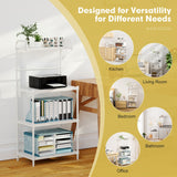 NNECW 4-Tier Microwave Oven Stand Storage with Mesh Wire Shelves for Kitchen/Living Room/Office