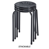 NNECW Set of 6 Stackable Round Steel Stools with X-shape Connection