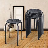 NNECW Set of 6 Stackable Round Steel Stools with X-shape Connection