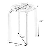 NNECW Set of 6 Stackable Round Steel Stools with X-shape Connection