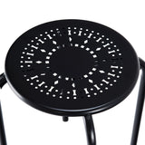 NNECW Set of 6 Stackable Round Steel Stools with X-shape Connection