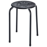 NNECW Set of 6 Stackable Round Steel Stools with X-shape Connection