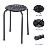 NNECW Set of 6 Stackable Round Steel Stools with X-shape Connection