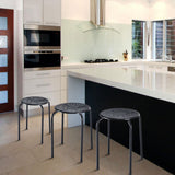 NNECW Set of 6 Stackable Round Steel Stools with X-shape Connection