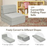 NNECW Tri-folding Floor Lounge Sofa Bed with Upholstered Cushion for Home