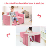 NNECW 2 in 1 Kids Sofa with Storage Space and Wooden Frame-Pink