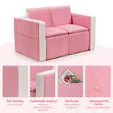 NNECW 2 in 1 Kids Sofa with Storage Space and Wooden Frame-Pink