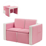 NNECW 2 in 1 Kids Sofa with Storage Space and Wooden Frame-Pink