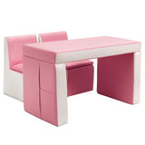 NNECW 2 in 1 Kids Sofa with Storage Space and Wooden Frame-Pink