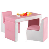 NNECW 2 in 1 Kids Sofa with Storage Space and Wooden Frame-Pink