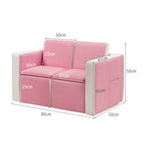 NNECW 2 in 1 Kids Sofa with Storage Space and Wooden Frame-Pink
