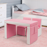 NNECW 2 in 1 Kids Sofa with Storage Space and Wooden Frame-Pink