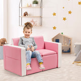 NNECW 2 in 1 Kids Sofa with Storage Space and Wooden Frame-Pink