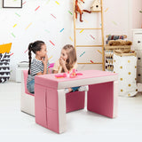 NNECW 2 in 1 Kids Sofa with Storage Space and Wooden Frame-Pink