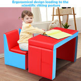 NNECW 2 in 1 Kids Sofa with Storage Space and Wooden Frame-Red