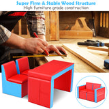 NNECW 2 in 1 Kids Sofa with Storage Space and Wooden Frame-Red
