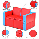 NNECW 2 in 1 Kids Sofa with Storage Space and Wooden Frame-Red