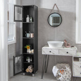 NNECW Tall Bathroom Storage Cabinet with 2 Open Shelves &amp 1 Adjustable Shelf-Black